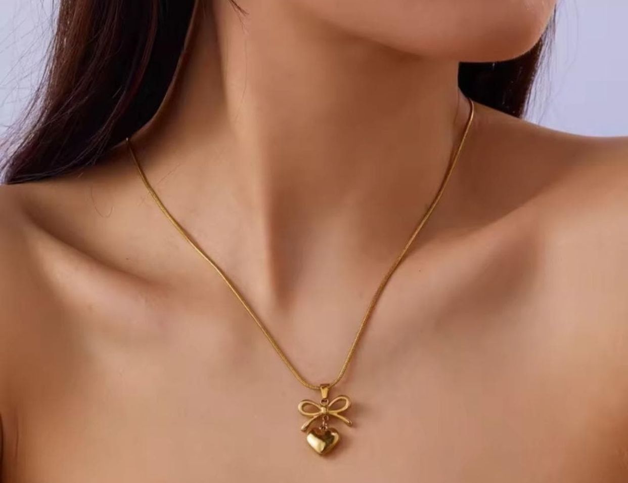 SS-002 Heart Shape Bow Necklace
