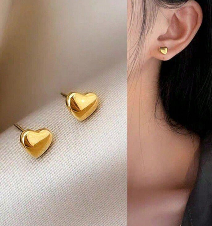 Heart Shape Chain,Studs & Bracelet