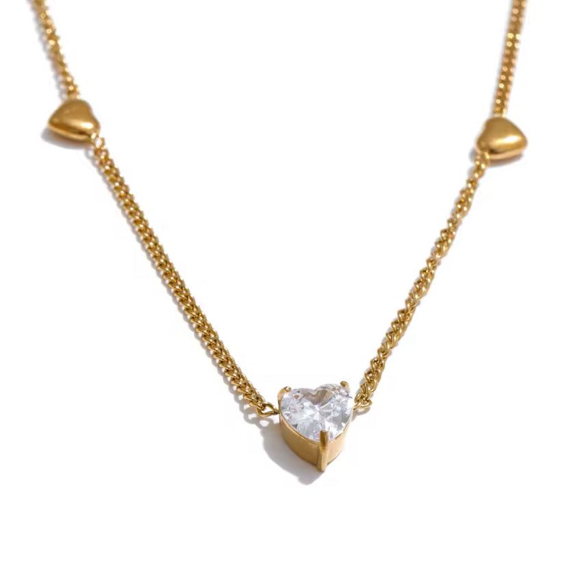 Elegant Heart Stone Chain