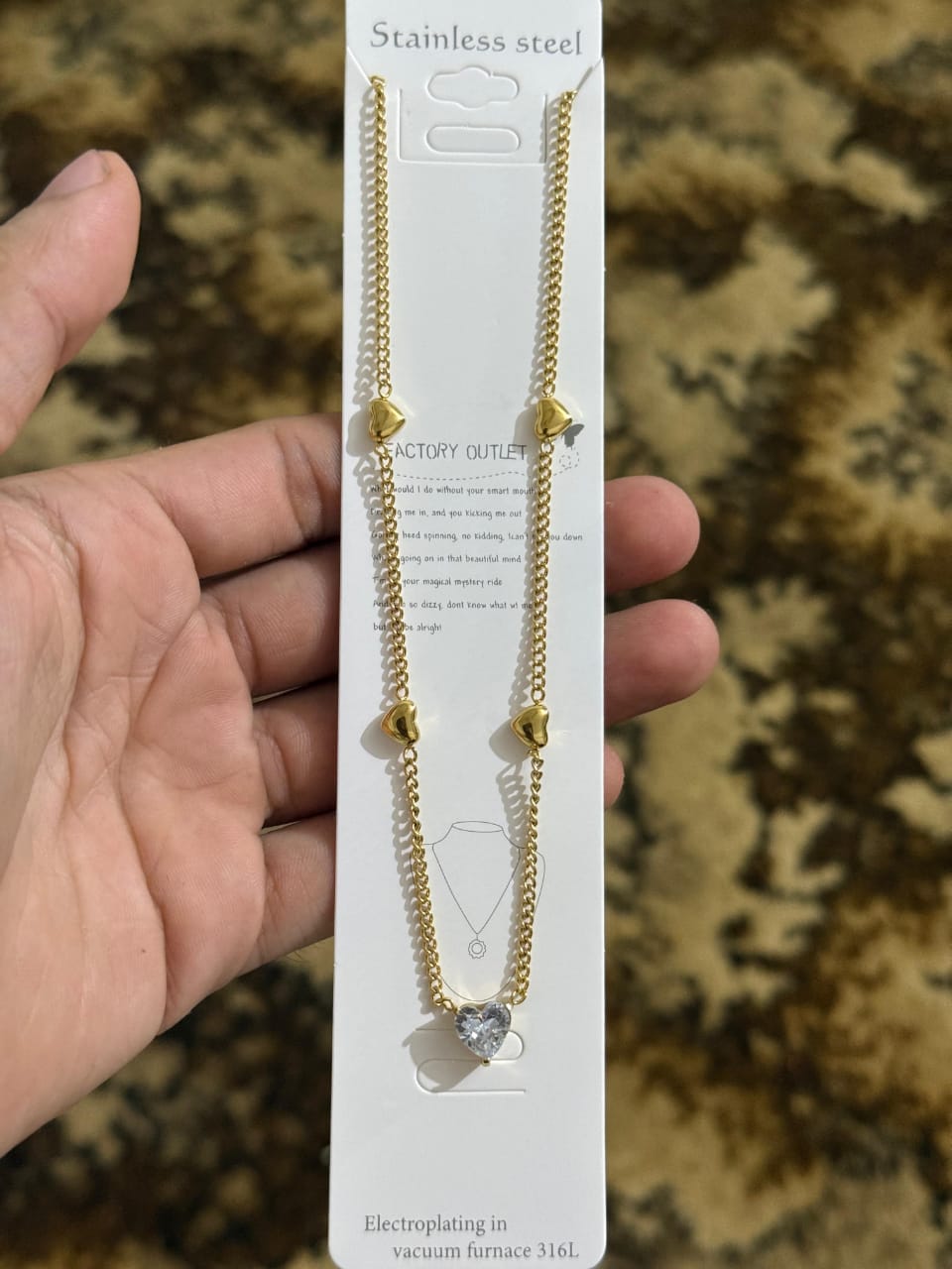 Elegant Heart Stone Chain